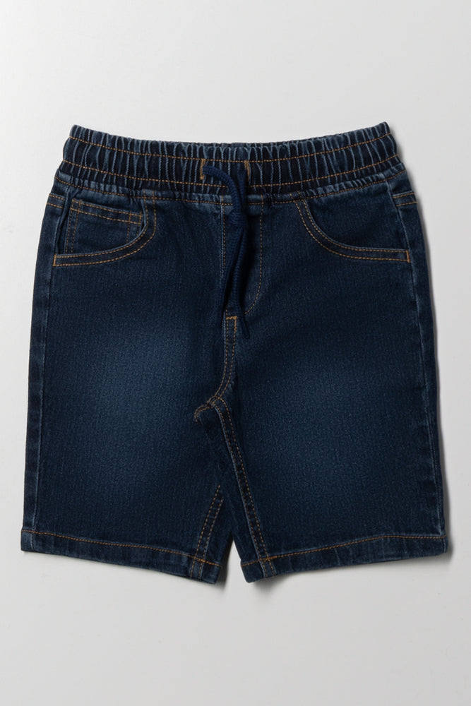 Basic Denim Pull On Shorts Indigo