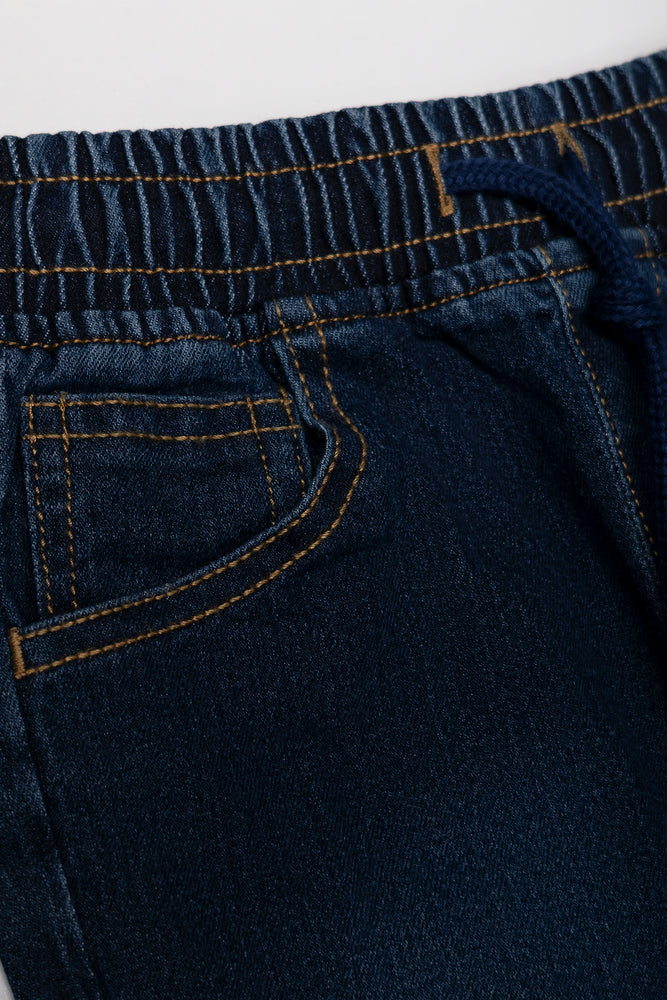 Basic Denim Pull On Shorts Indigo