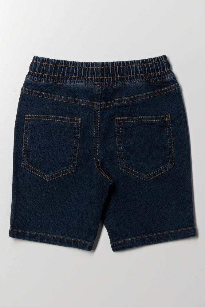 Basic Denim Pull On Shorts Indigo (2)