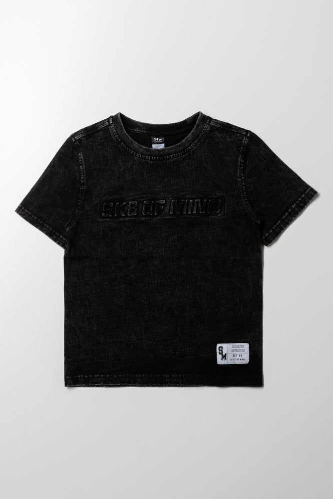 Short Sleeve Denim Wash T-Shirt Black