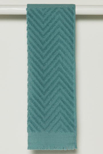 Textured Fringe Guest Towel Blue