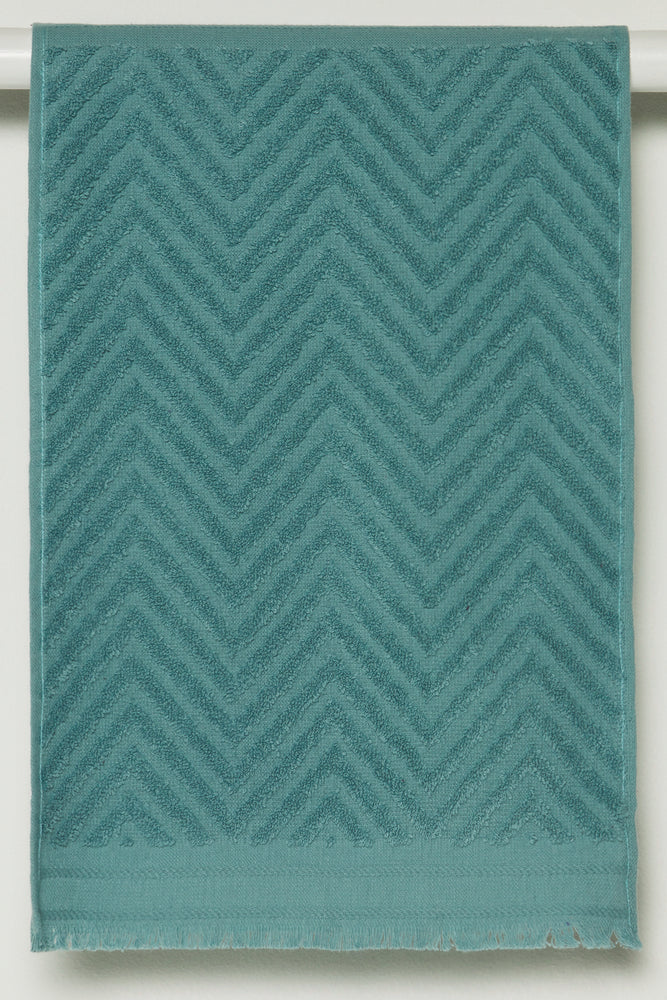 Textured Fringe Guest Towel Blue
