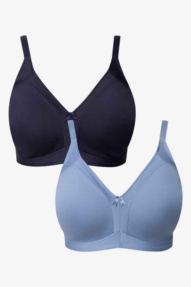 Plus Size 2 Pack Smooth Non Padded Wire Free Bras Blue