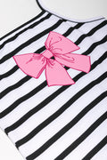 3 Pack Bow Strappy Vests Black And Pink (1)