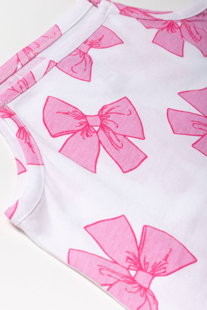 3 Pack Bow Strappy Vests Black And Pink (3)