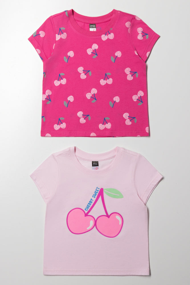 2 Pack Cherry T-Shirt Pink