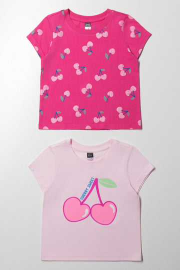 2 Pack Cherry T-Shirt Pink