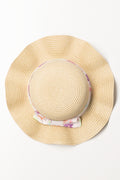 Flower Wide Brim Straw Hat Natural