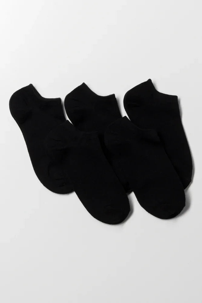 5 Pack Cotton Lowcut Socks Black