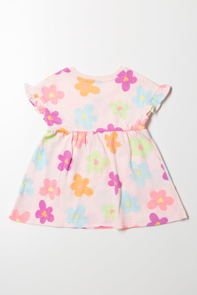 Frill Sleeve Knit Dress Light Pink (2)