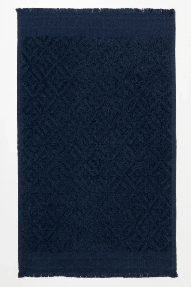 Textured Fringed Guest Towel Navy