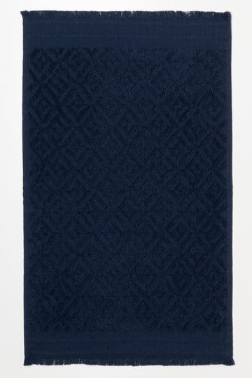Textured Fringed Guest Towel Navy