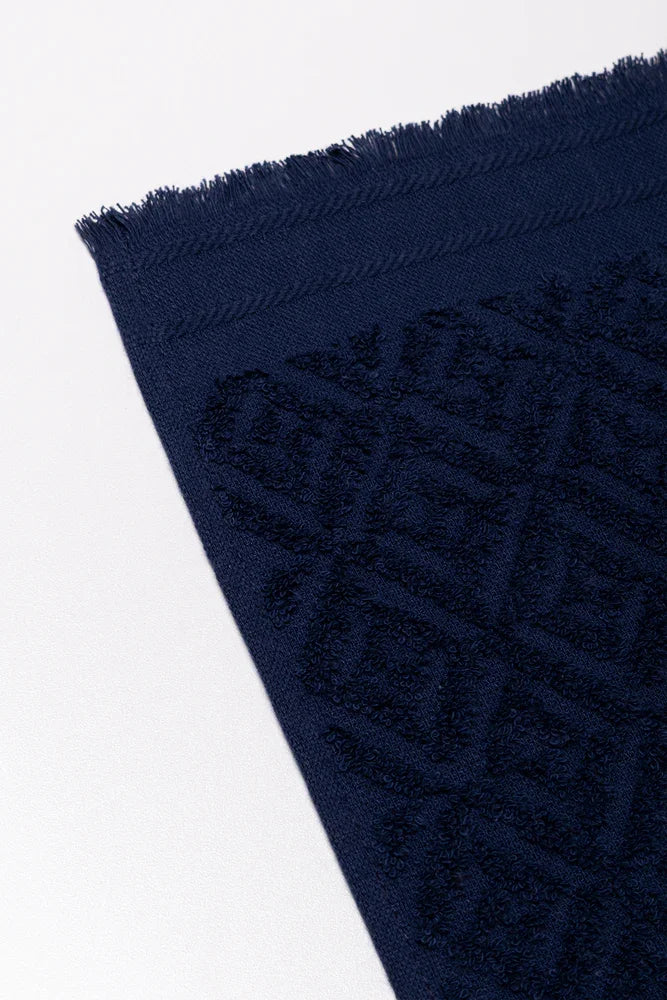 Textured Fringed Guest Towel Navy
