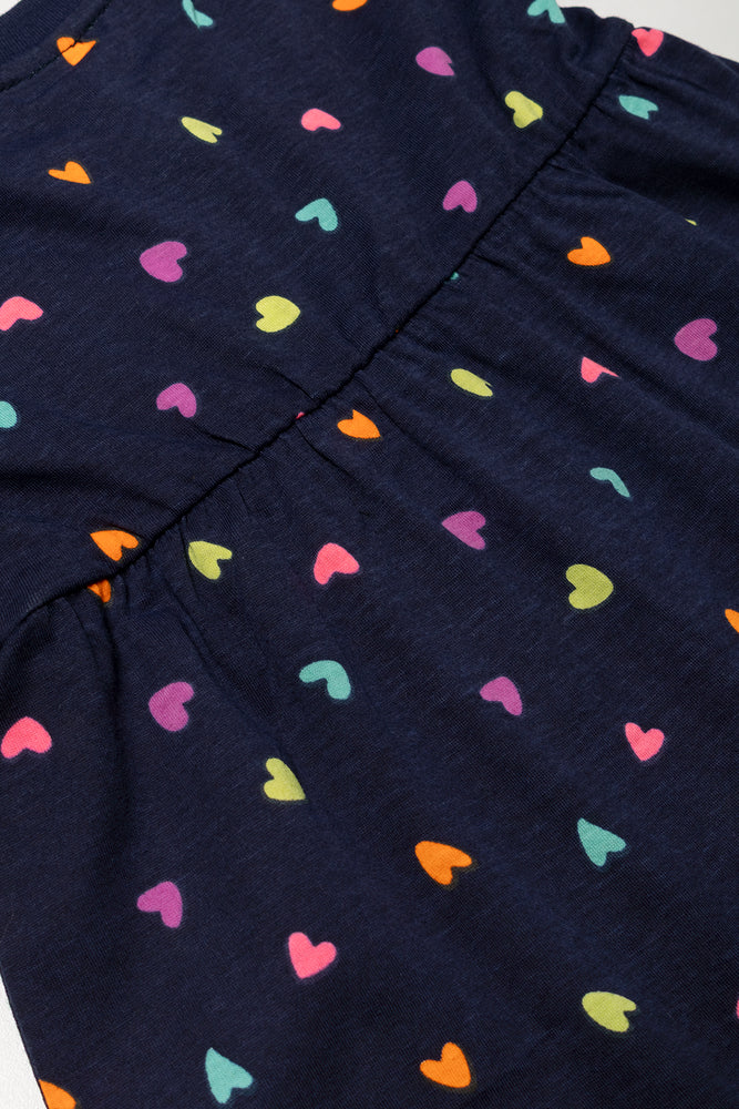 Frill Sleeve Knit Dress Navy