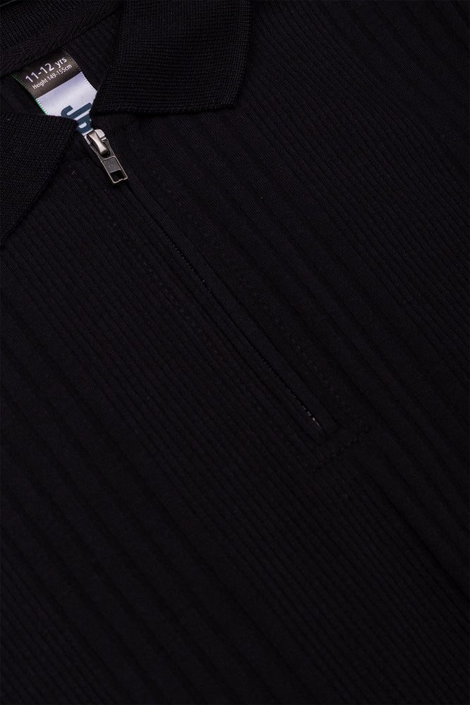 Short Sleeve Textured Golfer Black (1)