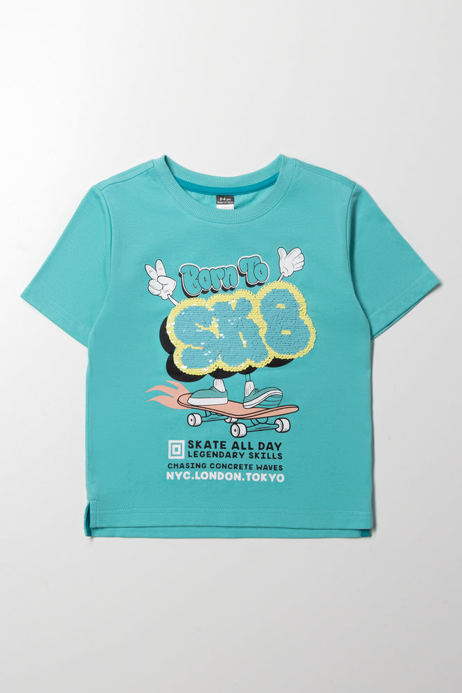 Sequin Tee Blue