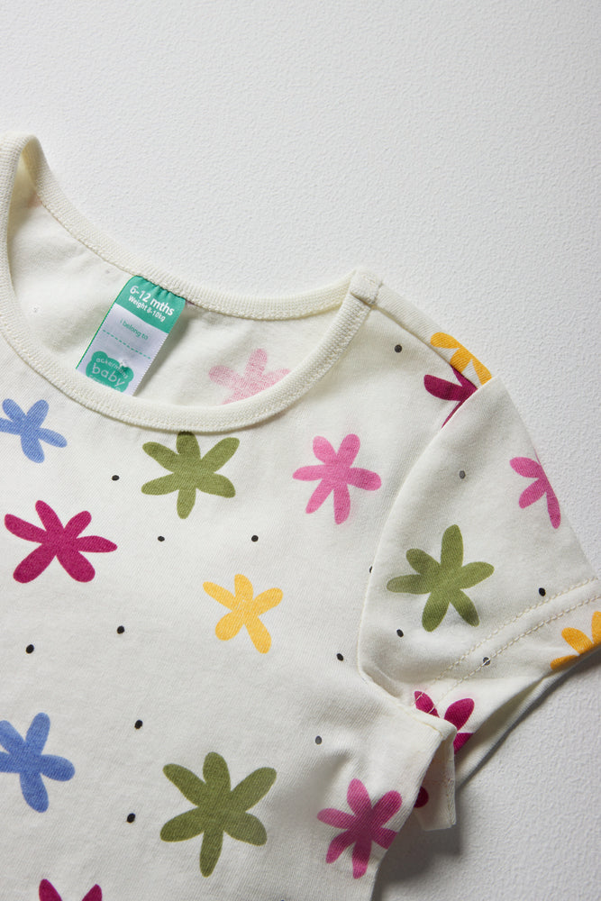 2 Pack Flower Short Sleeve T-Shirts Peach (2)
