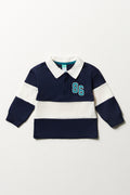 Long Sleeve Golfer Navy & White