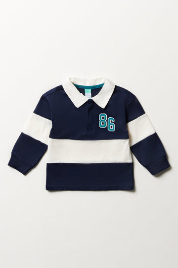 Long Sleeve Golfer Navy & White