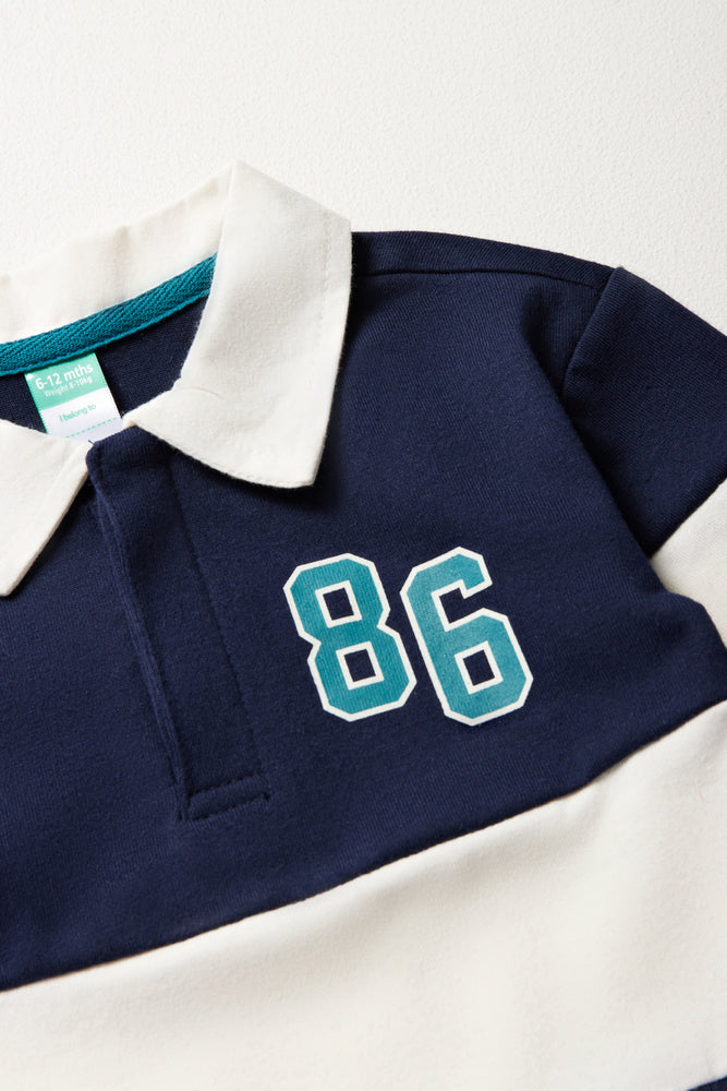 Long Sleeve Golfer Navy & White (1)