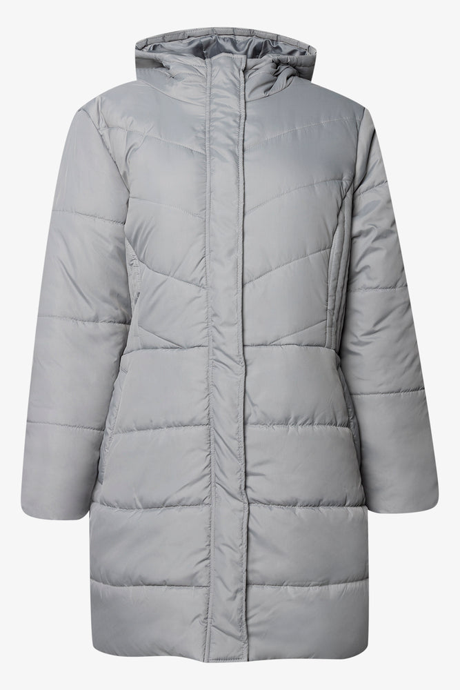 Shaped Puffer Coat Grey
