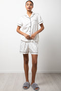 Polka Dot Satin Pyjamas White