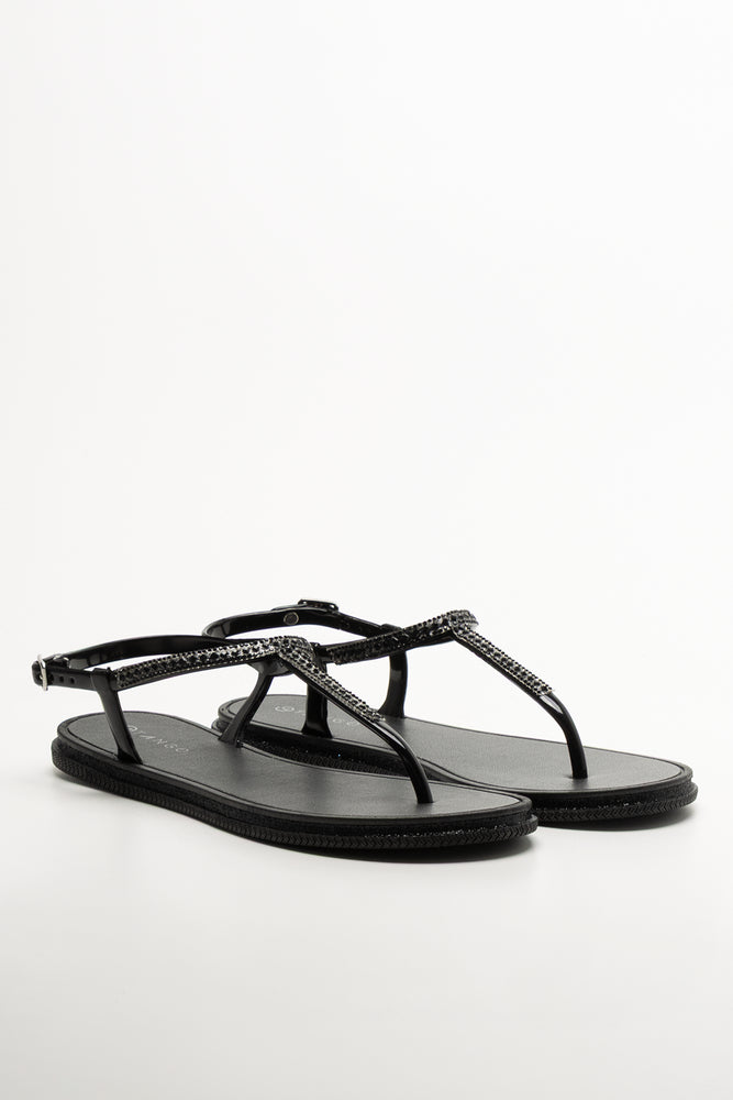 Jelly Thong Sandals Black