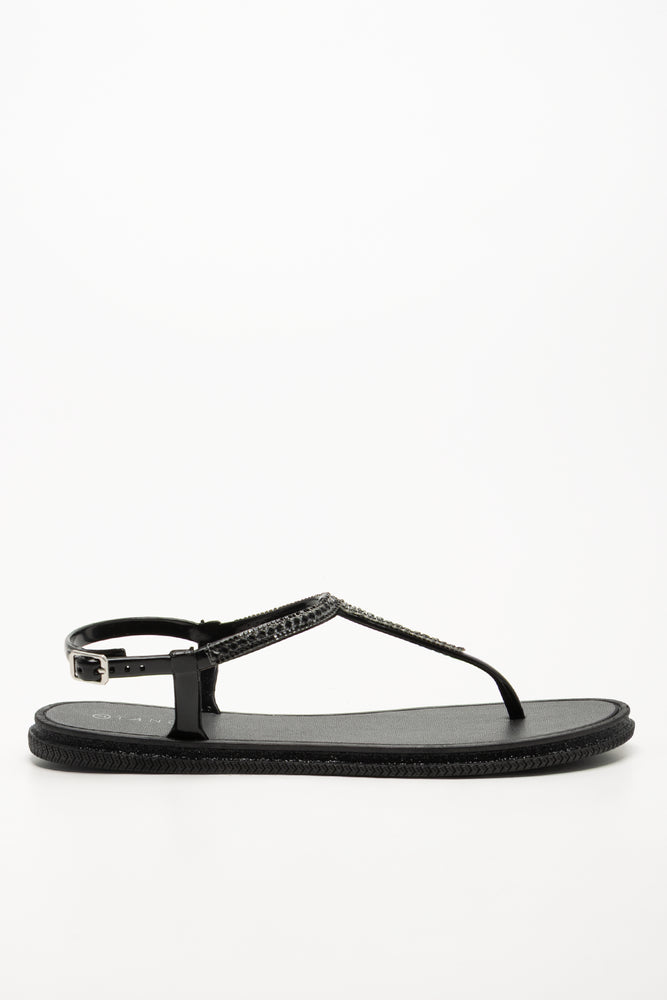 Jelly Thong Sandals Black (1)