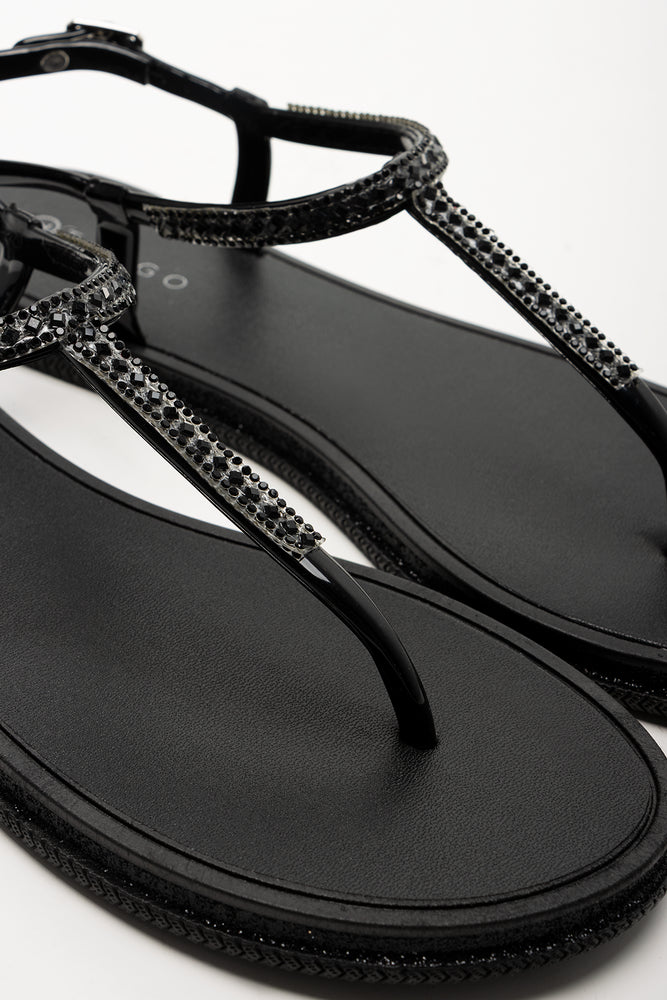 Jelly Thong Sandals Black (2)