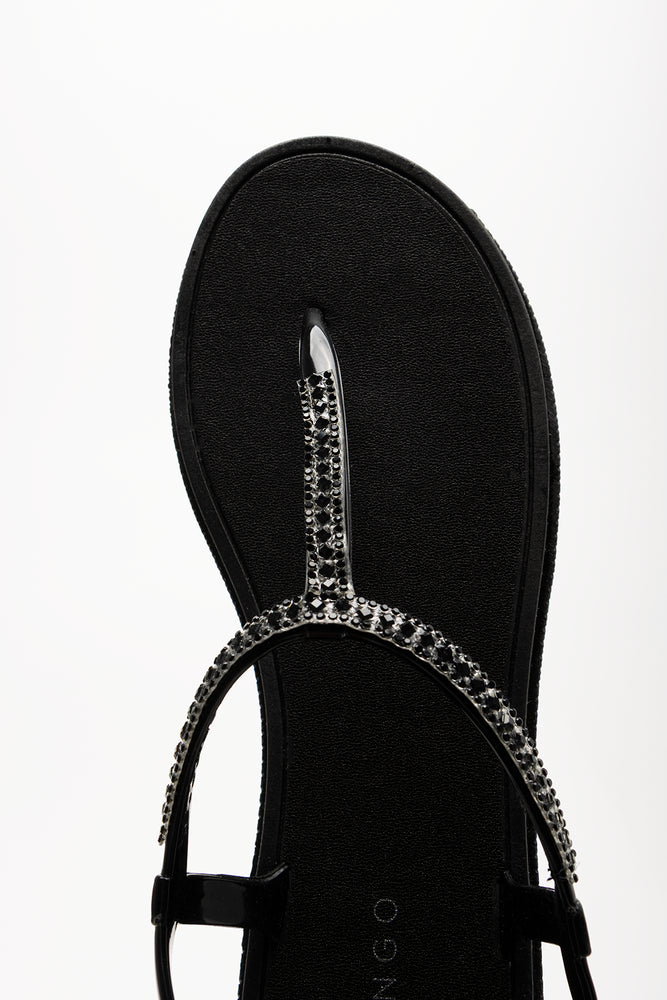 Jelly Thong Sandals Black (4)