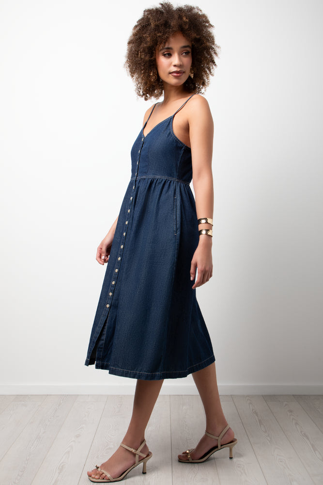 Strappy Denim Midi Dress