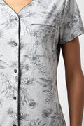Floral Button Thru Pyjamas Grey (3)