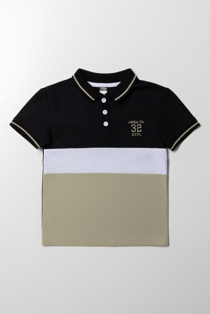 Colourblock Fashion Golfer Black And Sage