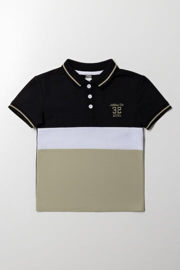 Colourblock Fashion Golfer Black And Sage