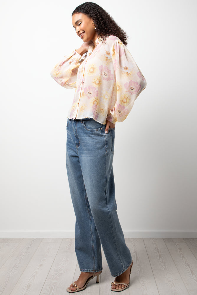 Chiffon Puff Sleeve Blouse Yellow