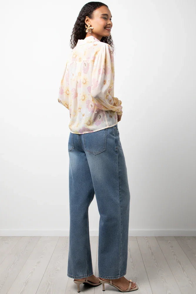 Chiffon Puff Sleeve Blouse Yellow (2)