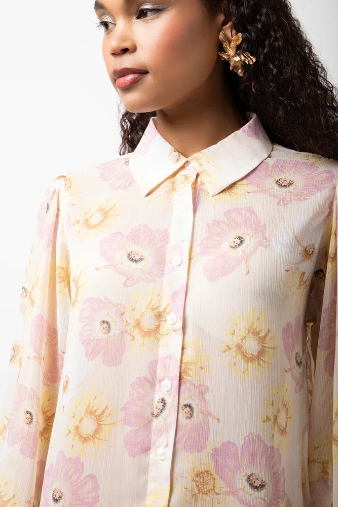 Chiffon Puff Sleeve Blouse Yellow (3)