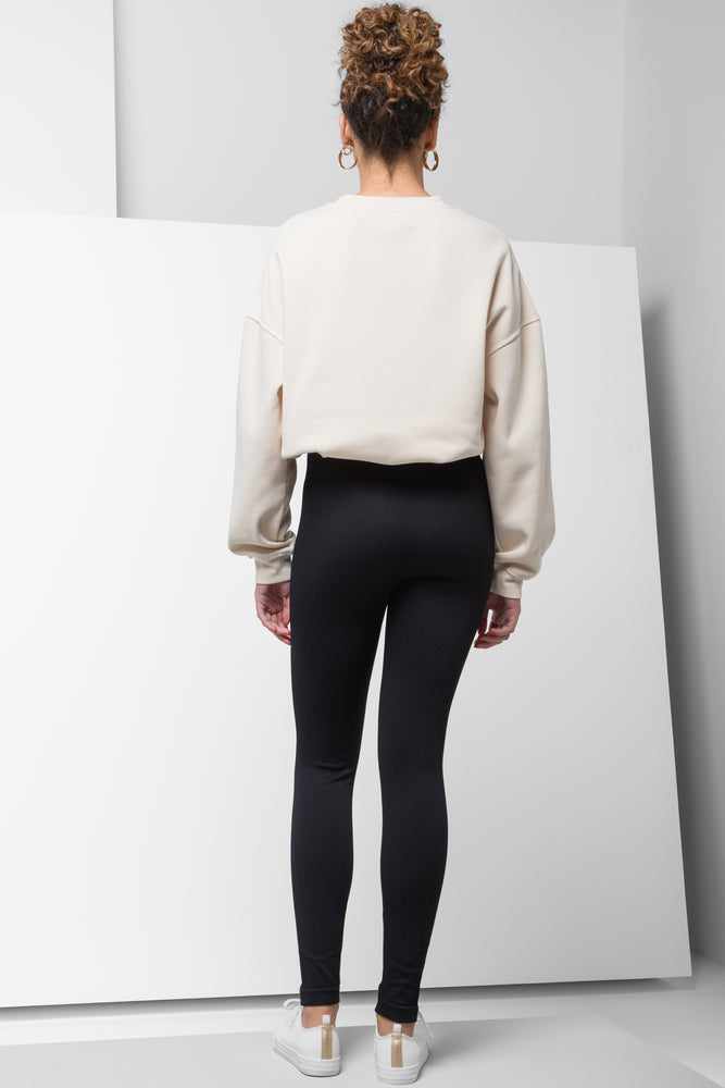 Seamless Ribbed Leggings Black (2)
