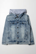 Hooded Denim Jacket Light Blue