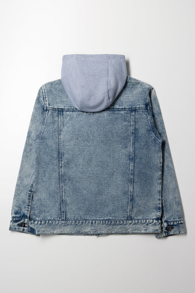 Hooded Denim Jacket Light Blue (2)
