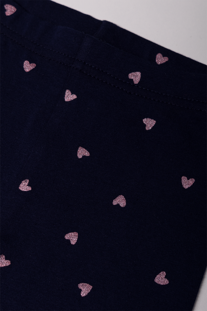 Glitter Heart Leggings Navy