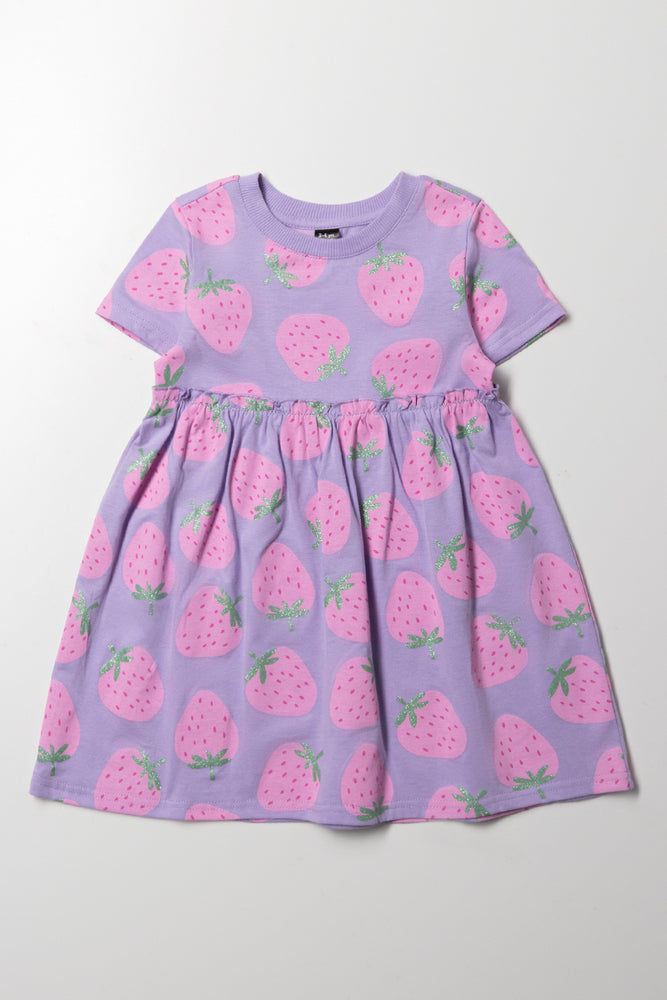 Strawberry Short Sleeve Dress Purple
