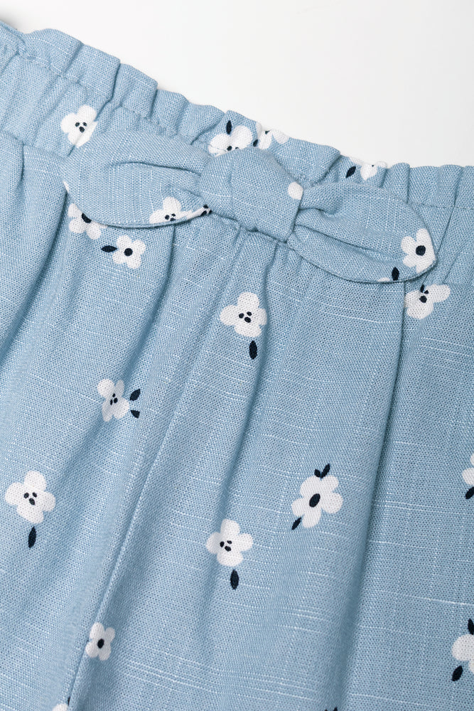 Floral Shorts Light Blue