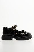 Bow Trim Chunky Shoes Black (1)