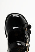 Bow Trim Chunky Shoes Black (4)