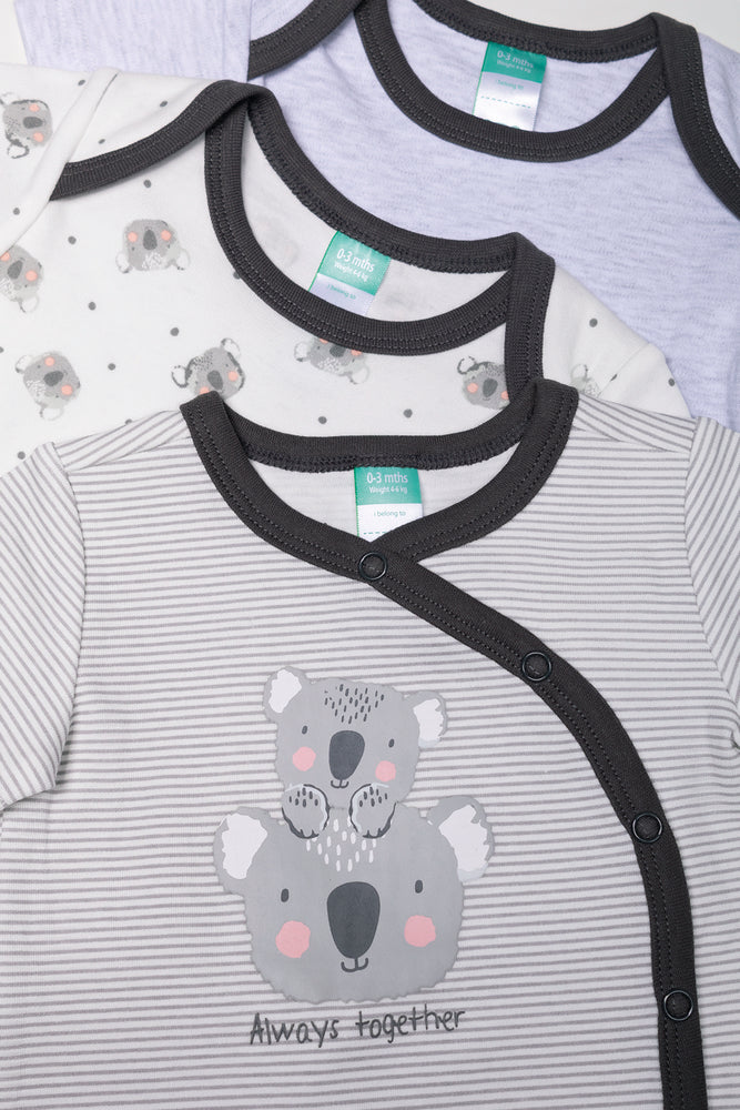 3 Pack Short Sleeve Bodyvests Blue, White And Grey