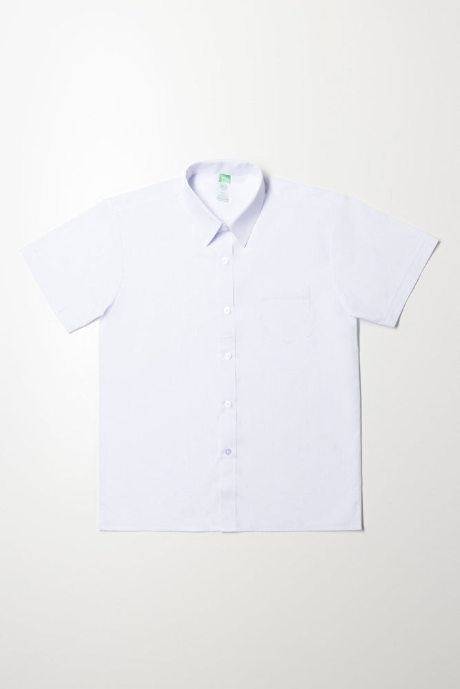 Raised Collar Short Sleeve Shirt White