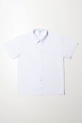 Raised Collar Short Sleeve Shirt White