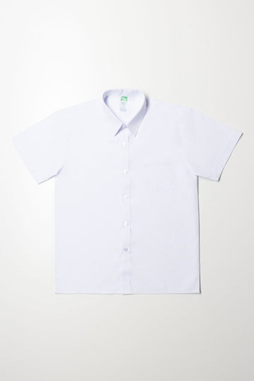 Raised Collar Short Sleeve Shirt White