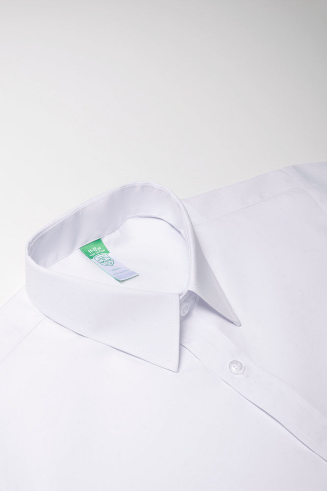Raised Collar Short Sleeve Shirt White